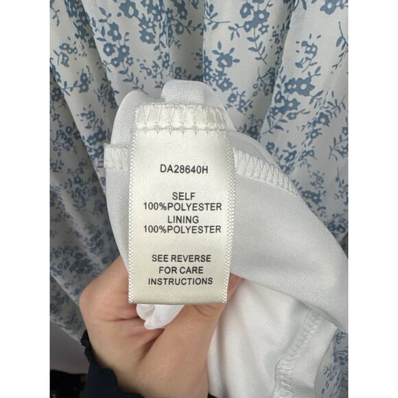 Women’s Aakaa Small White Maxi Dress with Blue Floral Pattern - Picture 7 of 7